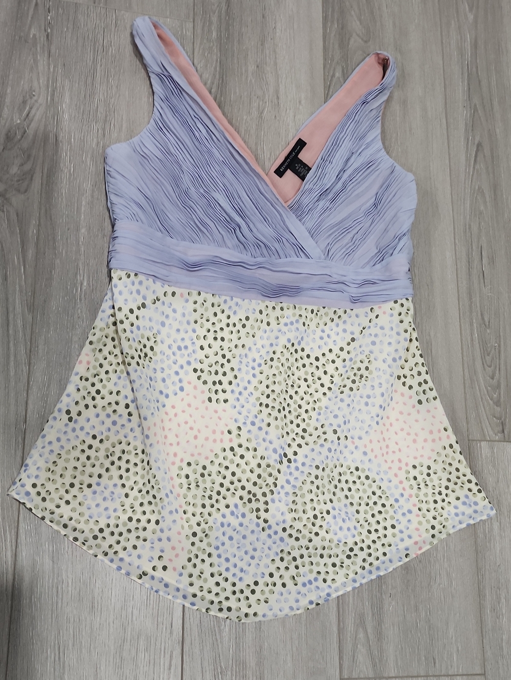 Kenneth Cole Lavender & Pale Pink Pleated Wrap Tank